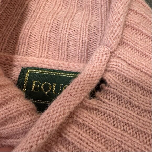 EQUORIAN Heritage Lambswool Cable Knit Sweater Size M Pink Preppy Academia Fall - Picture 3 of 6